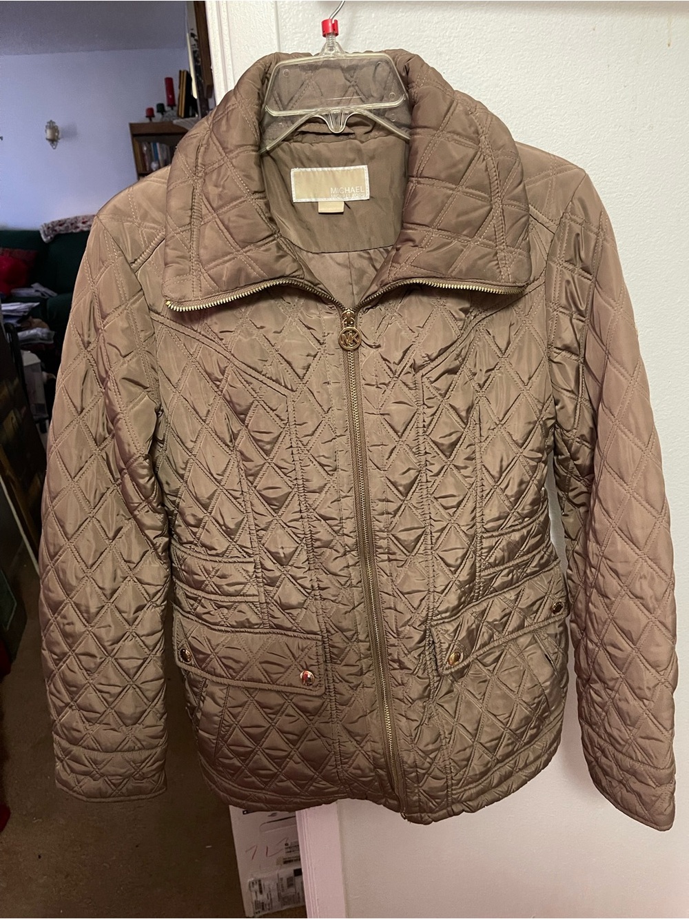 Michael Kors Quilted Taupe Puffer Jacket